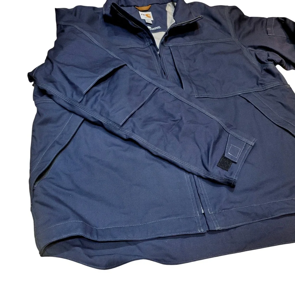 Carhartt FR Full‎ Swing Quick Duck Jacket Men's XL Navy Blue NFPA 2112 Workwear